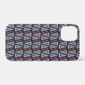 Dark Blue und Red Geometric Triangle Pattern Case-Mate iPhone Hülle (Rückseite (Horizontal))