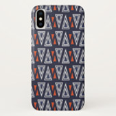 Dark Blue und Red Geometric Triangle Pattern Case-Mate iPhone Hülle (Rückseite)