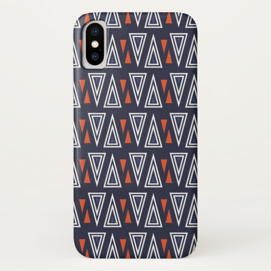 Dark Blue und Red Geometric Triangle Pattern Case-Mate iPhone Hülle (Rückseite)