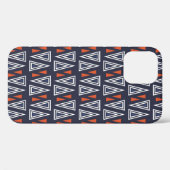 Dark Blue und Red Geometric Triangle Pattern Case-Mate iPhone Hülle (Rückseite (Horizontal))