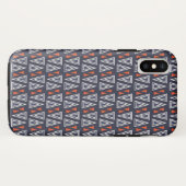 Dark Blue und Red Geometric Triangle Pattern Case-Mate iPhone Hülle (Rückseite (Horizontal))