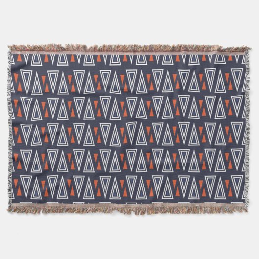 Dark Blue und Red Geometric Triangle Pattern Decke (Vorderseite)