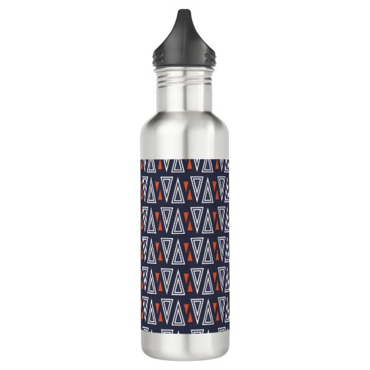 Dark Blue und Red Geometric Triangle Pattern Edelstahlflasche (Links)