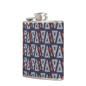 Dark Blue und Red Geometric Triangle Pattern Flachmann (Links)