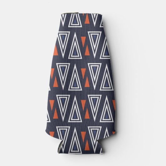 Dark Blue und Red Geometric Triangle Pattern Flaschenkühler (Vorderseite)
