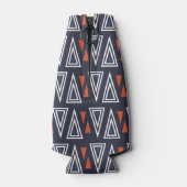Dark Blue und Red Geometric Triangle Pattern Flaschenkühler (Rückseite)