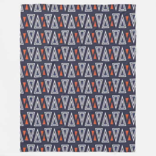Dark Blue und Red Geometric Triangle Pattern Fleecedecke (Vorderseite)
