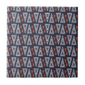 Dark Blue und Red Geometric Triangle Pattern Fliese (Vorderseite)