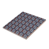 Dark Blue und Red Geometric Triangle Pattern Fliese (Seite)