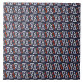 Dark Blue und Red Geometric Triangle Pattern Fliese (Vorderseite)