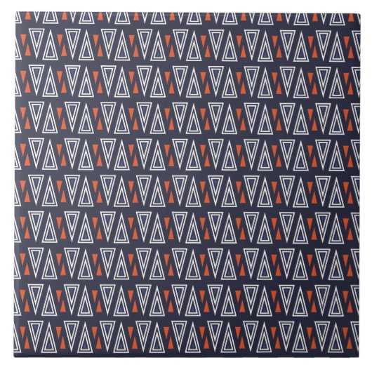 Dark Blue und Red Geometric Triangle Pattern Fliese (Vorderseite)