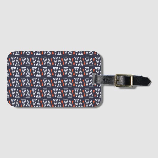 Dark Blue und Red Geometric Triangle Pattern Gepäckanhänger (Vorderseite (Horizontal))