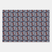 Dark Blue und Red Geometric Triangle Pattern Geschenkpapier Set (Vorderseite 2)