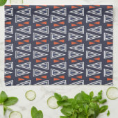Dark Blue und Red Geometric Triangle Pattern Geschirrtuch (Gefaltet)