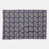 Dark Blue und Red Geometric Triangle Pattern Geschirrtuch (Horizontal)