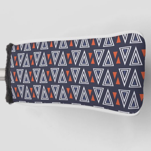 Dark Blue und Red Geometric Triangle Pattern Golf Headcover (Vorderseite)