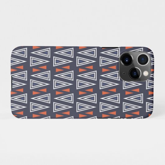 Dark Blue und Red Geometric Triangle Pattern iPhone Hülle (Rückseite (Horizontal))