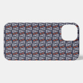 Dark Blue und Red Geometric Triangle Pattern iPhone Hülle (Rückseite (Horizontal))