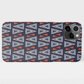 Dark Blue und Red Geometric Triangle Pattern iPhone Hülle (Rückseite (Horizontal))