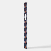 Dark Blue und Red Geometric Triangle Pattern iPhone Hülle (Rechte Seite)