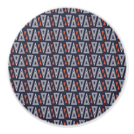 Dark Blue und Red Geometric Triangle Pattern Keramikknauf (Vorderseite)