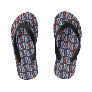 Dark Blue und Red Geometric Triangle Pattern Kinderbadesandalen