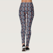 Dark Blue und Red Geometric Triangle Pattern Leggings (Rückseite)