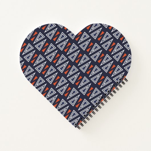 Dark Blue und Red Geometric Triangle Pattern Notizblock (Rückseite)