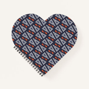 Dark Blue und Red Geometric Triangle Pattern Notizblock