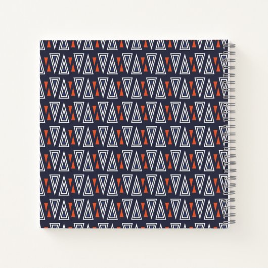 Dark Blue und Red Geometric Triangle Pattern Notizblock (Rückseite)