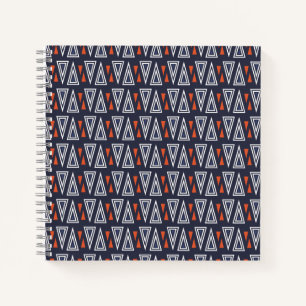 Dark Blue und Red Geometric Triangle Pattern Notizblock