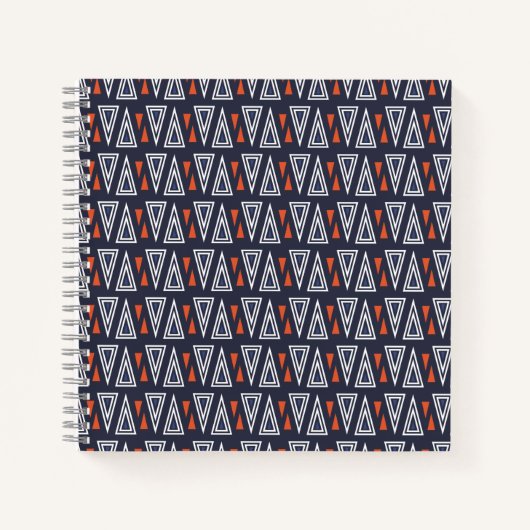 Dark Blue und Red Geometric Triangle Pattern Notizblock (Vorderseite)