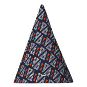 Dark Blue und Red Geometric Triangle Pattern Partyhütchen (Rechts)