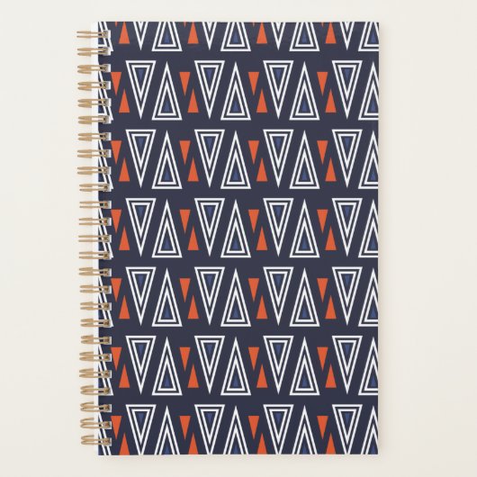 Dark Blue und Red Geometric Triangle Pattern Planer (Vorderseite)