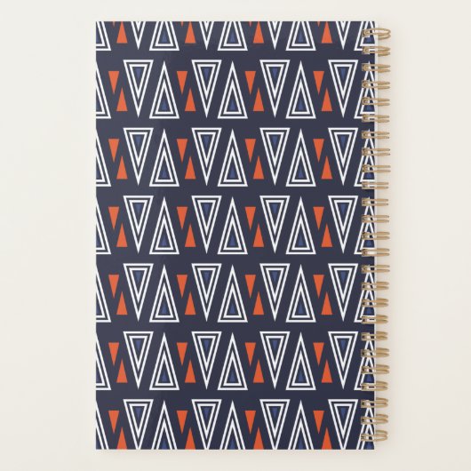 Dark Blue und Red Geometric Triangle Pattern Planer (Rückseite)