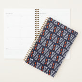 Dark Blue und Red Geometric Triangle Pattern Planer (Anzeige)
