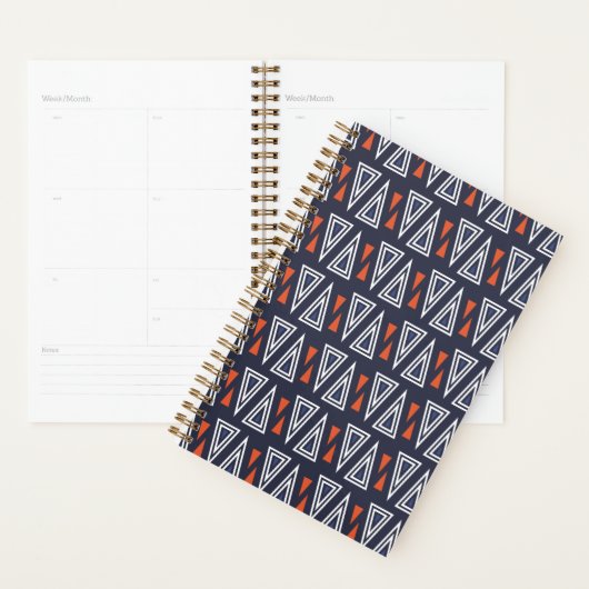 Dark Blue und Red Geometric Triangle Pattern Planer (Anzeige)