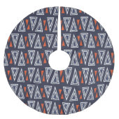 Dark Blue und Red Geometric Triangle Pattern Polyester Weihnachtsbaumdecke (Vorderseite)
