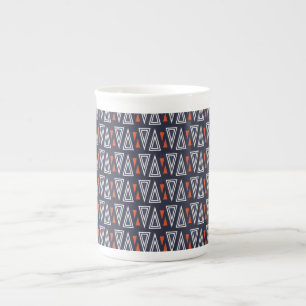 Dark Blue und Red Geometric Triangle Pattern Porzellantasse