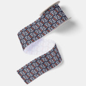 Dark Blue und Red Geometric Triangle Pattern Satinband (Rückseite)