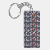 Dark Blue und Red Geometric Triangle Pattern Schlüsselanhänger (Vorderseite links)
