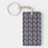 Dark Blue und Red Geometric Triangle Pattern Schlüsselanhänger (Vorderseite)
