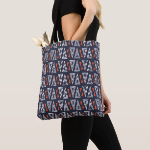 Dark Blue und Red Geometric Triangle Pattern Tasche