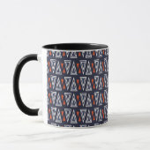 Dark Blue und Red Geometric Triangle Pattern Tasse (Links)