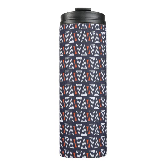 Dark Blue und Red Geometric Triangle Pattern Thermosbecher (Vorderseite)