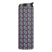 Dark Blue und Red Geometric Triangle Pattern Thermosbecher (Nach links gedreht)