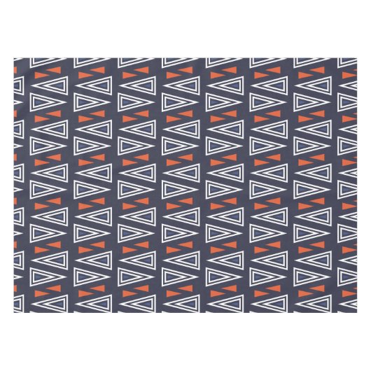 Dark Blue und Red Geometric Triangle Pattern Tischdecke (Vorderseite (Horizontal))