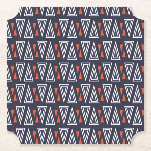 Dark Blue und Red Geometric Triangle Pattern Untersetzer (Vorderseite)