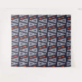 Dark Blue und Red Geometric Triangle Pattern Wandteppich (Vorderseite (Horizontal))