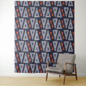 Dark Blue und Red Geometric Triangle Pattern Wandteppich (Beispiel)